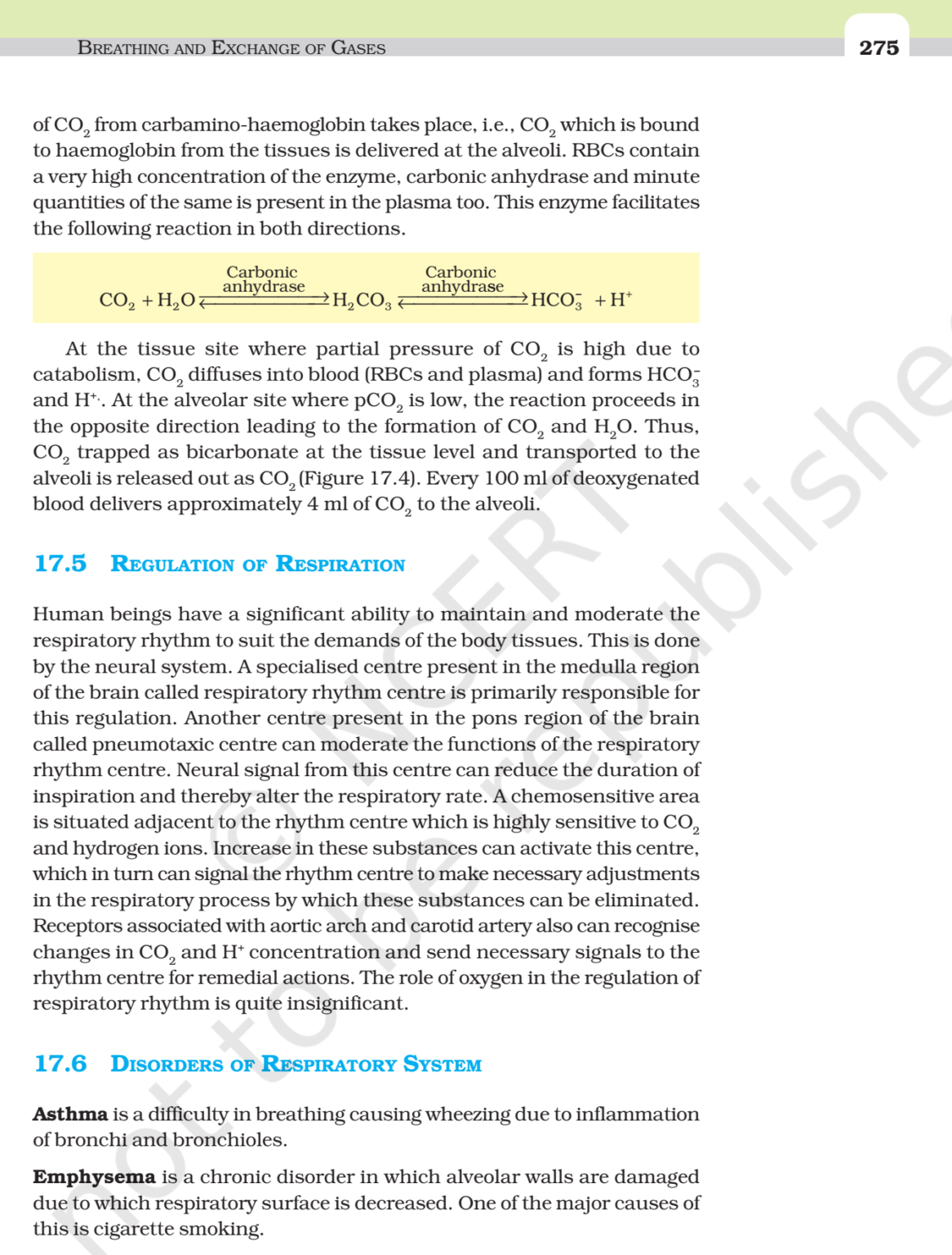 NCERT Book Class 11 Biology Chapter 17 Breathing And Exchange Of Gases