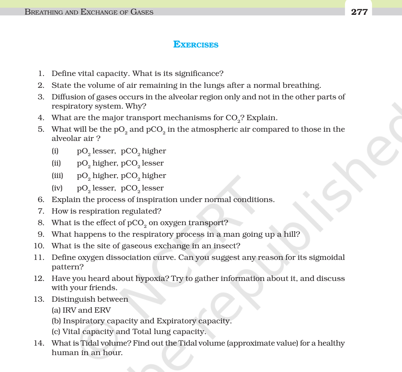 Ncert Book Class Biology Chapter Breathing And Exchange Of Gases