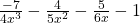 Rendered by QuickLaTeX.com \frac{-7}{4x^3}-\frac{4}{5x^2}-\frac{5}{6x}-1