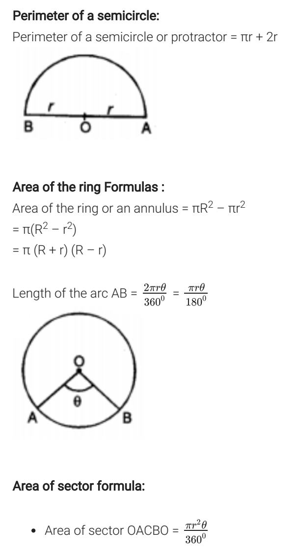 CLASS 10 MATHS FORMULAE AREA RELATED TO CIRCLE For CBSE 
