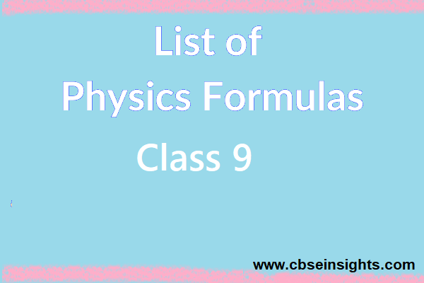 Physics Formulas For Class 9 (Updated 2021-2022)