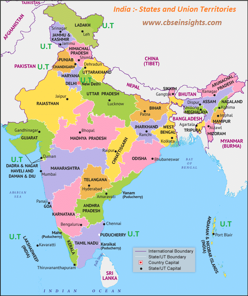 Indian States and the Union Territories- by cbseinsights.com