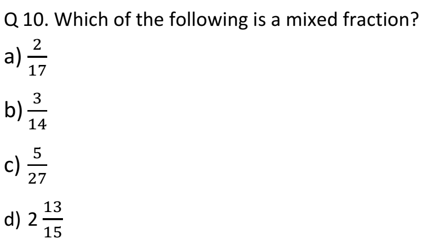 fractions class 7 mcq