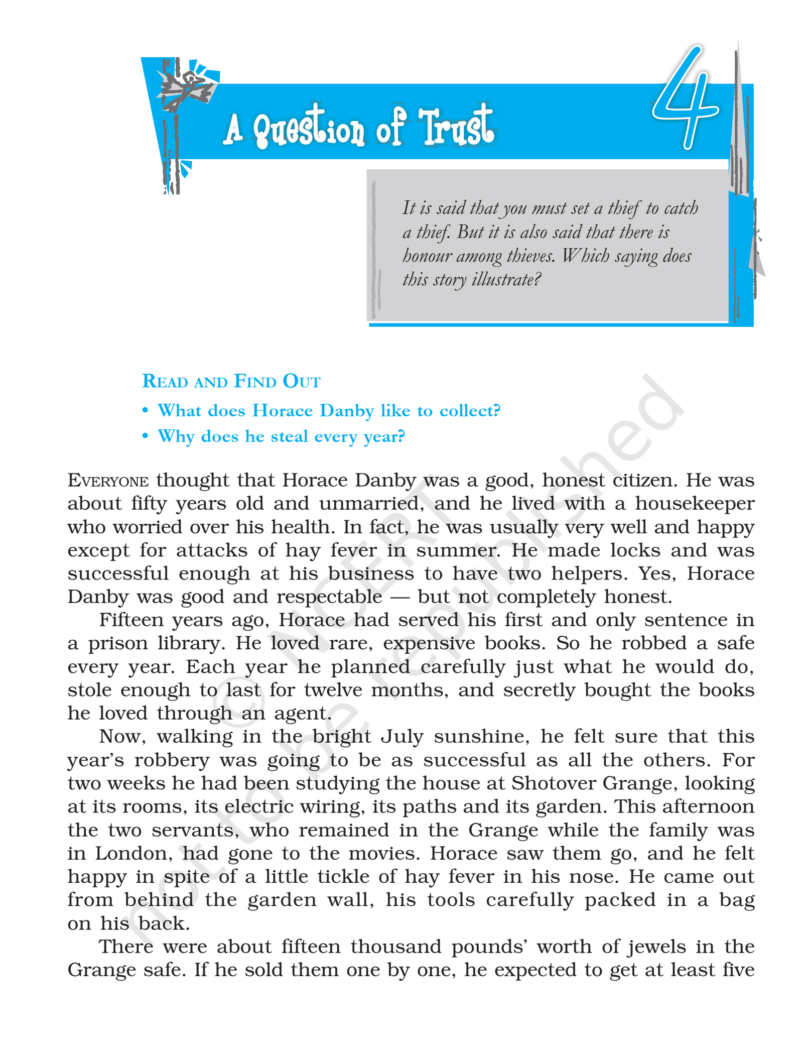NCERT Book Class 10 (English) Chapter 4 The Midnight Visitor