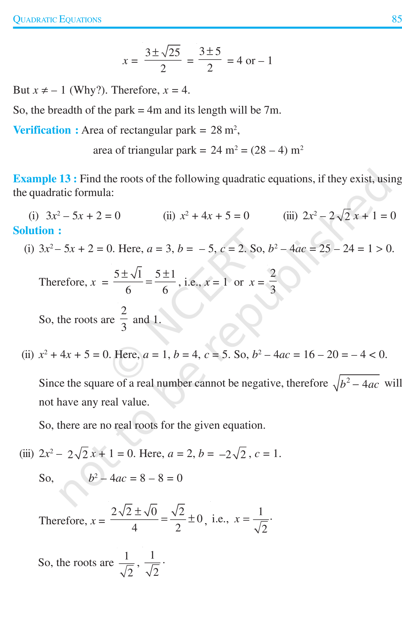 NCERT Book Class 10 (Maths) Chapter 4 Quadratic Equations