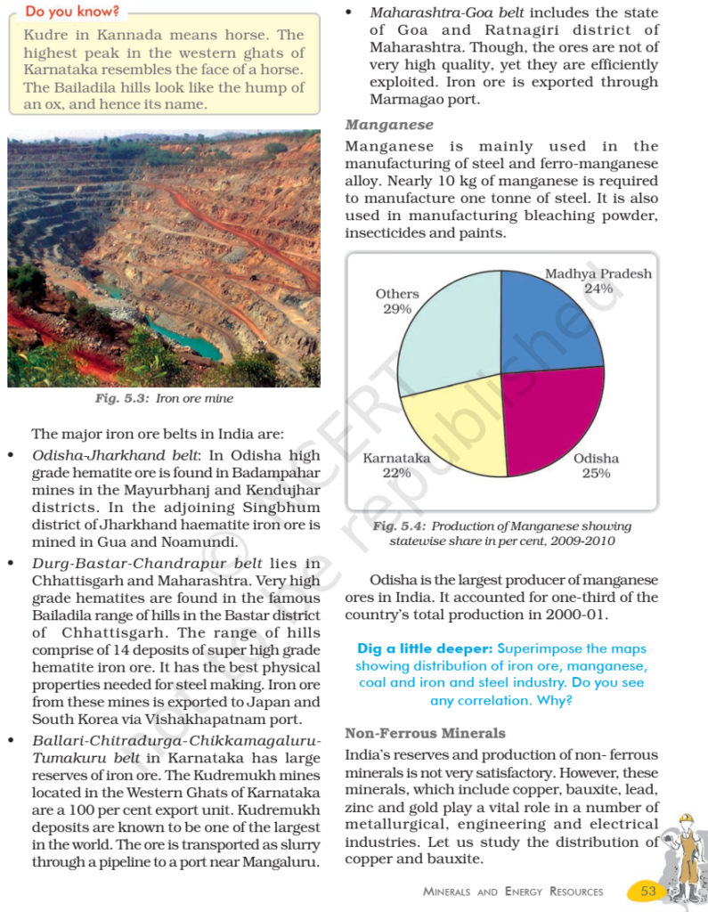 NCERT Book Class 10 Social Science (Geography) Chapter 5 Minerals And ...