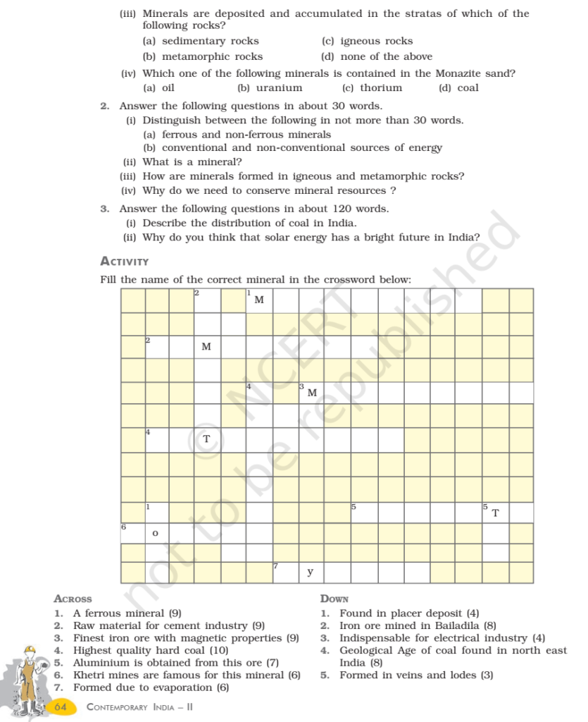 NCERT Book Class 10 Social Science (Geography) Chapter 5 Minerals And ...