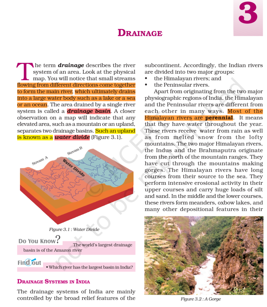 Ncert Book Class Social Science Geography Chapter Drainage