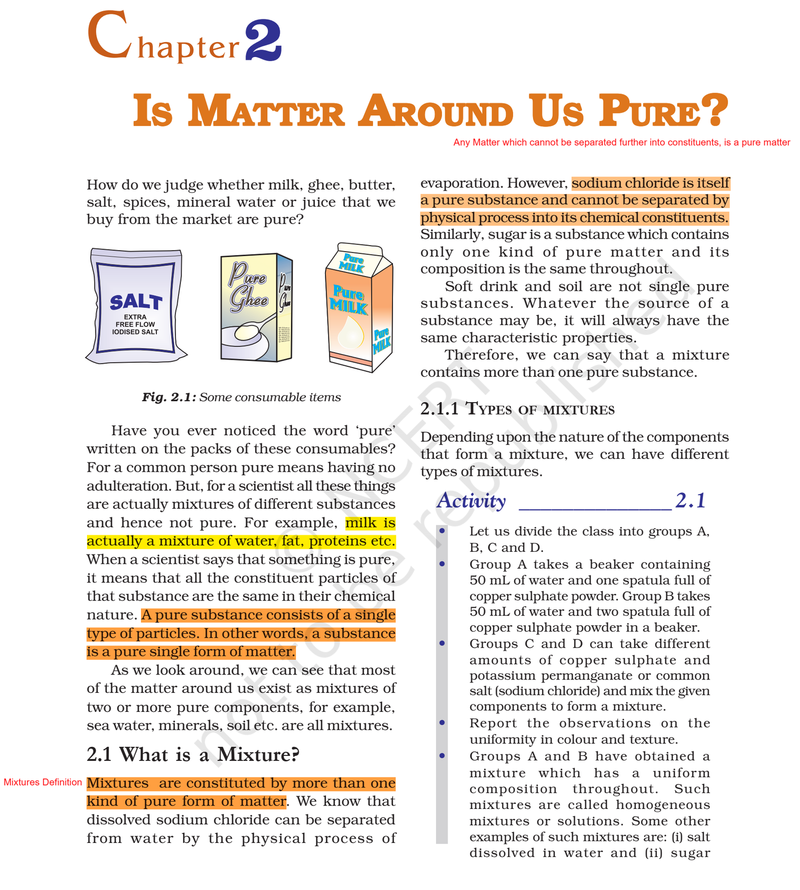 NCERT Book Class 9 (Science) Chapter 2 Is Matter Around Us Pure