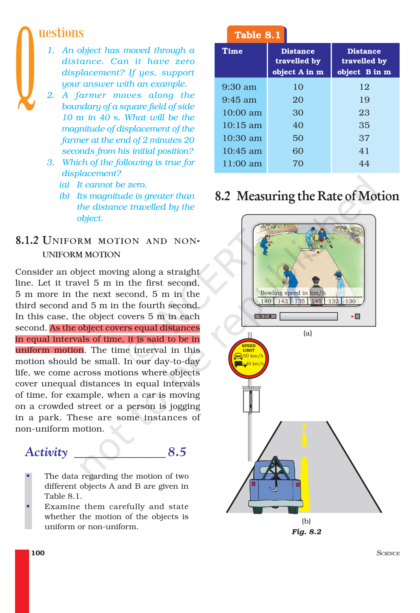 NCERT Book Class 9 (Science) Chapter 8 Motion Physics