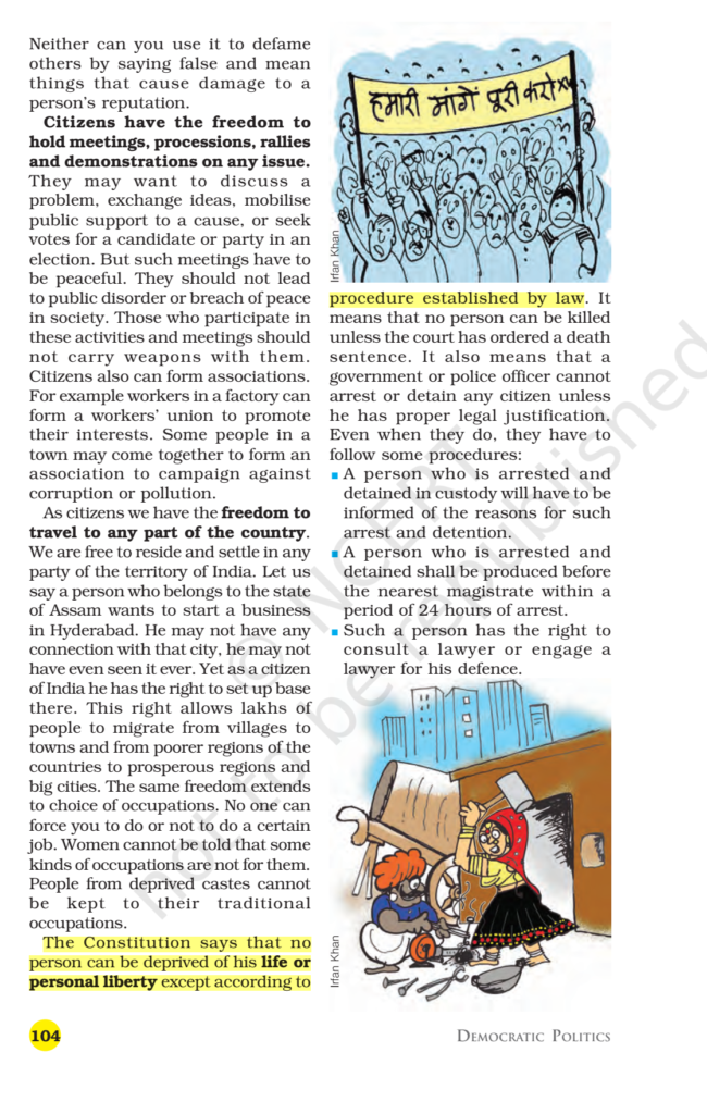 NCERT Book Class 9 Social Science (Civics) Chapter 6 Democratic Rights