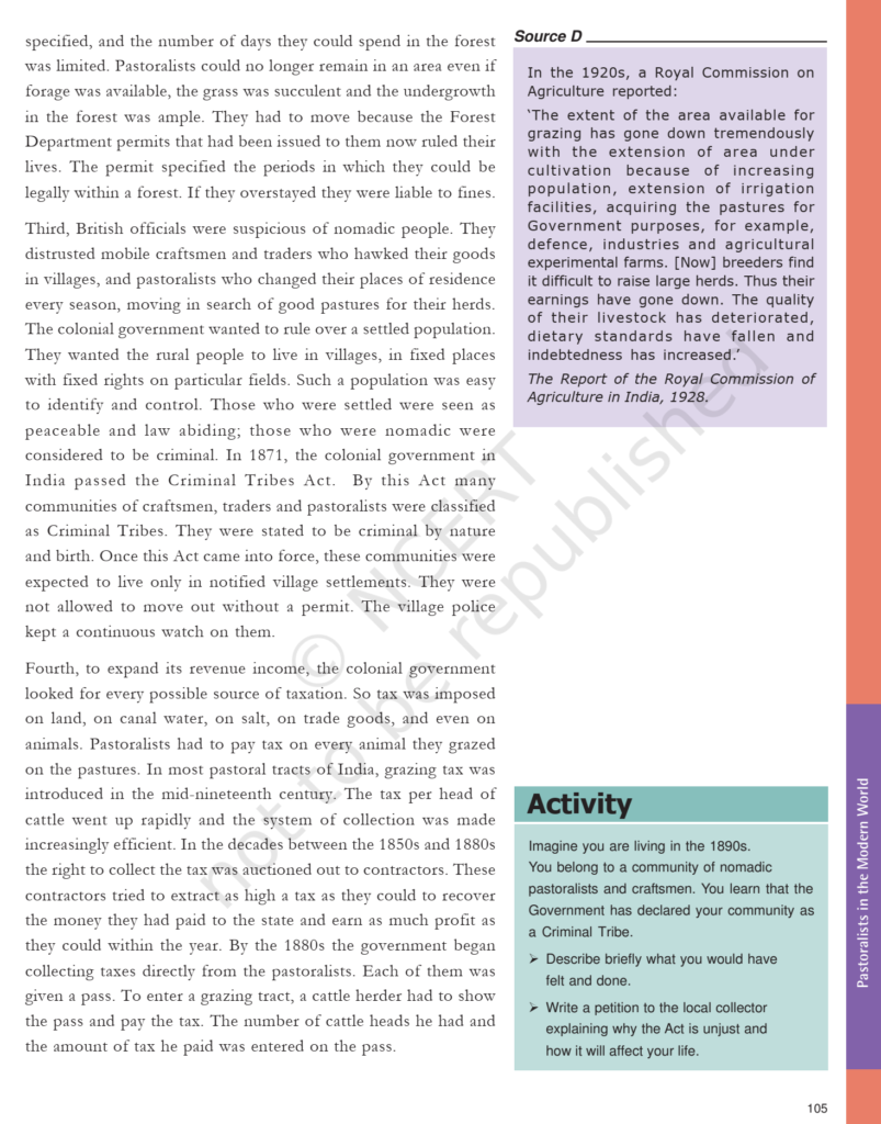 NCERT Book Class 9 Social Science (History) Chapter 5 Pastoralists in ...