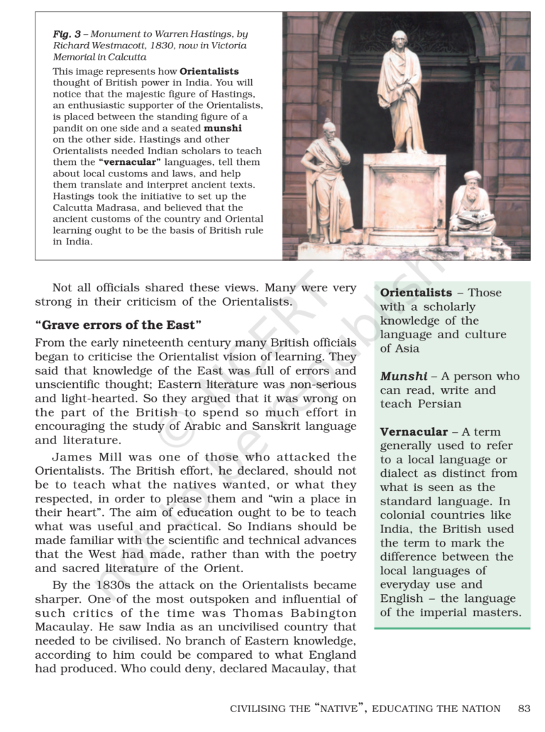 NCERT Book Class 8 (History) Chapter 7 Civilising the Nation ...