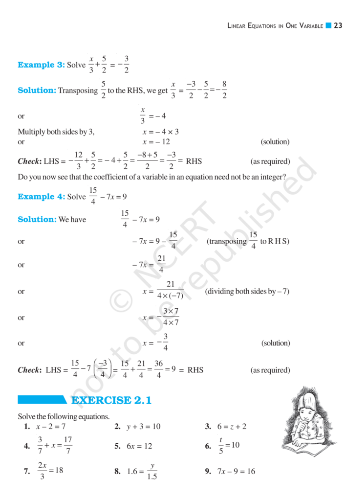 NCERT Book Class 8 (Maths) Chapter 2 Linear Equations In One Variables