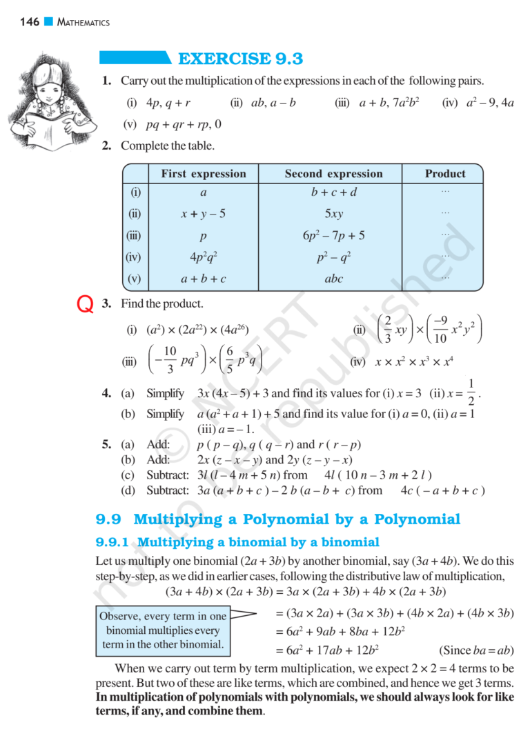 Ncert Book Class 8 Maths Chapter 9 Algebraic Expressions Identities 7217