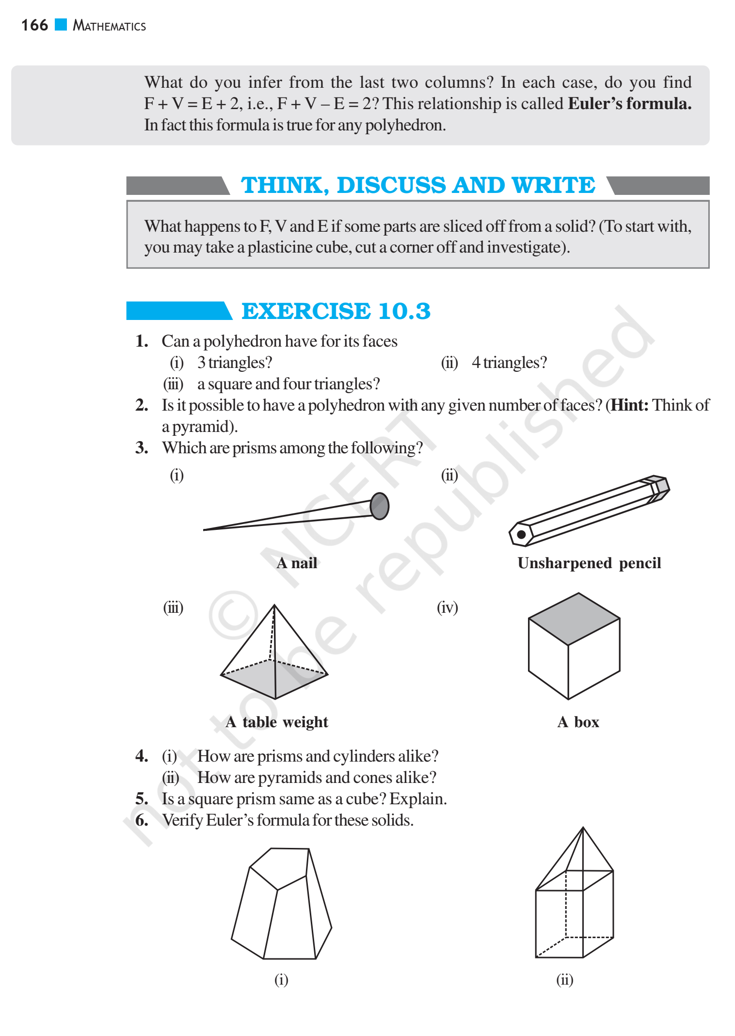 NCERT Book Class 8 Maths Chapter 10 Visualising Solid Shapes