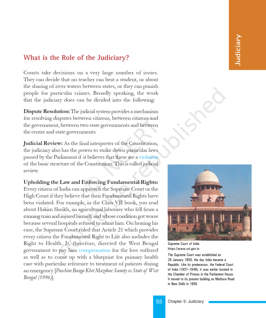 NCERT Book Class 8 (Civics) Chapter 5 Judiciary