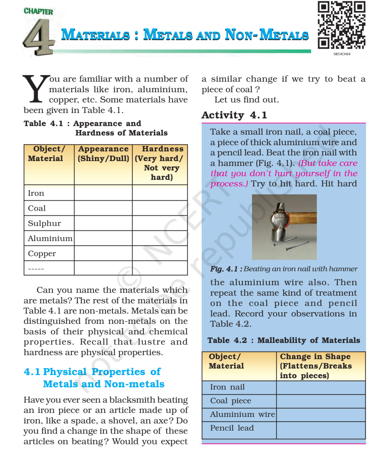 NCERT Book Class 8 (Science) Chapter 4 Materials: Metals And Non-Metals