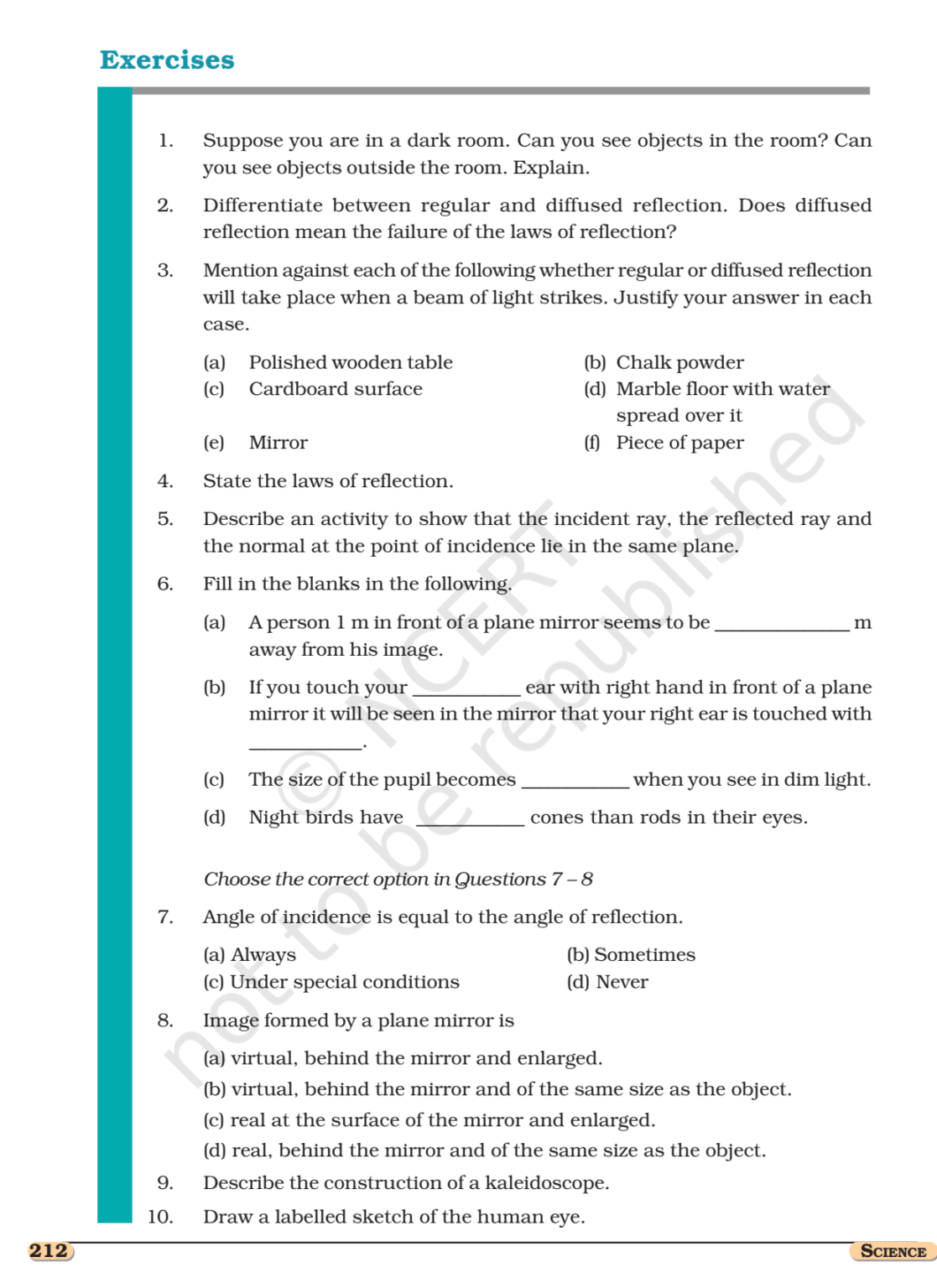 NCERT Book Class 8 (Science) Chapter 16 Light