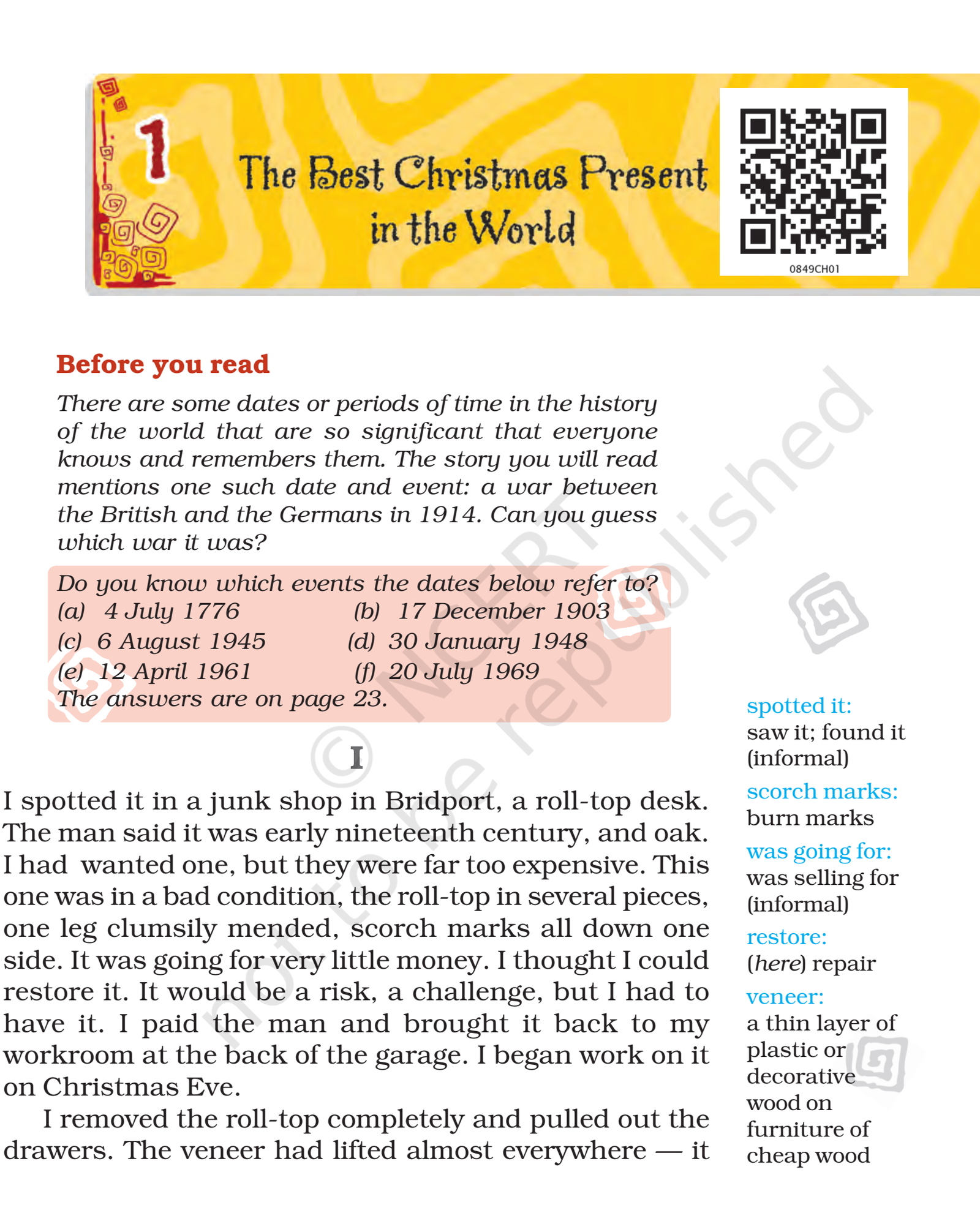 NCERT Book Class 8 (English) Chapter 1 The Best Christmas Present in ...