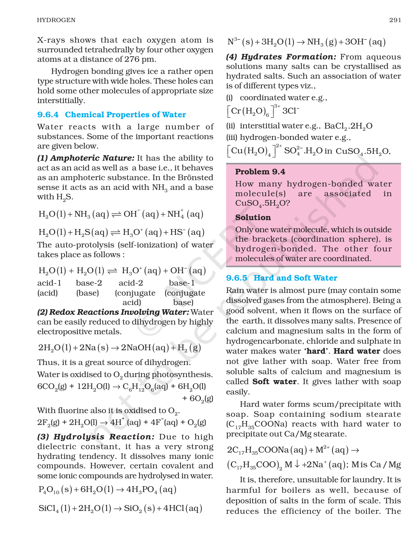 NCERT Book Class 11 (Chemistry) Chapter 9 Hydrogen