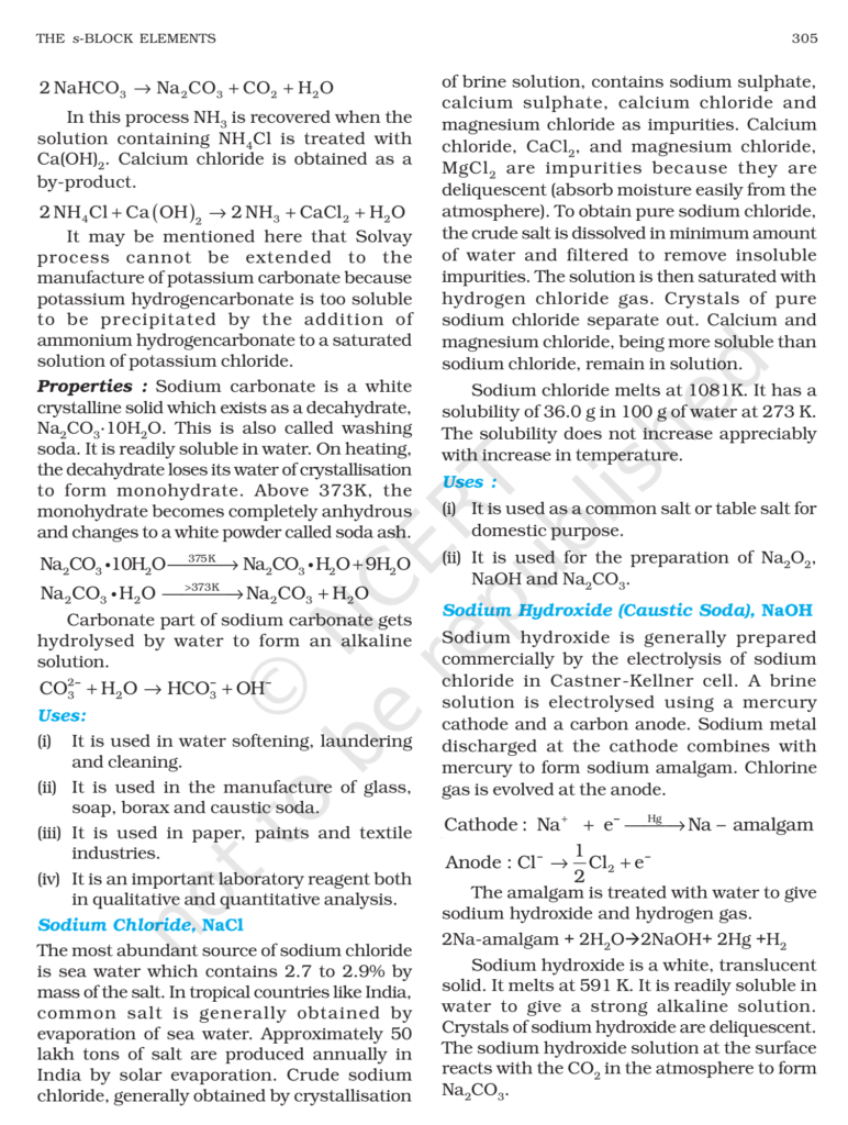 NCERT Book Class 11 (Chemistry) Chapter 10 The s-Block Elements