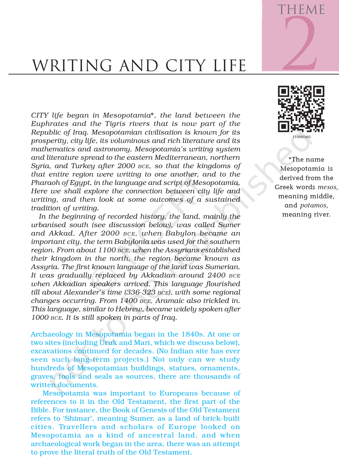 NCERT Book Class 11 (History) Chapter 2 Writing And City Life