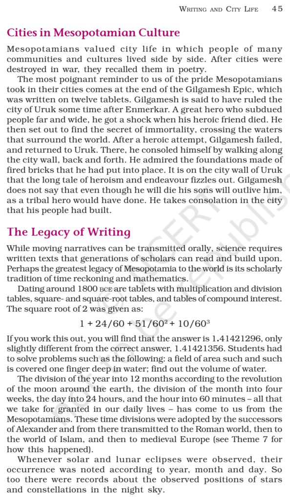 NCERT Book Class 11 (History) Chapter 2 Writing And City Life