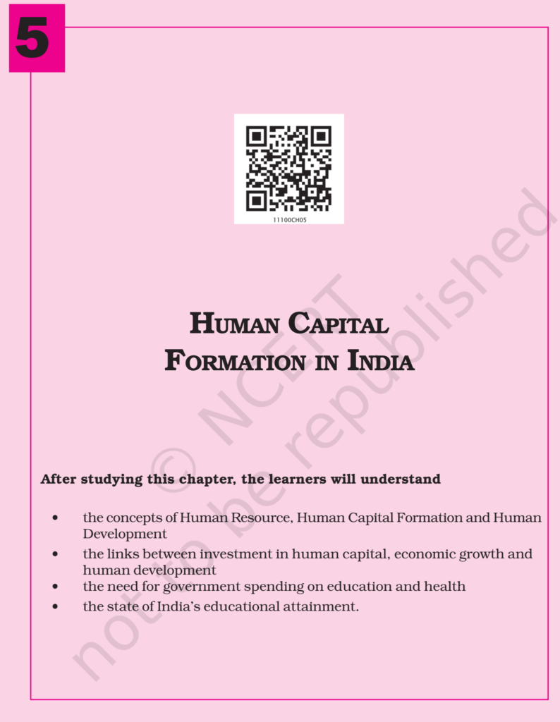 Ncert Book Class 11 Economics Chapter 5 Human Capital Formation In India