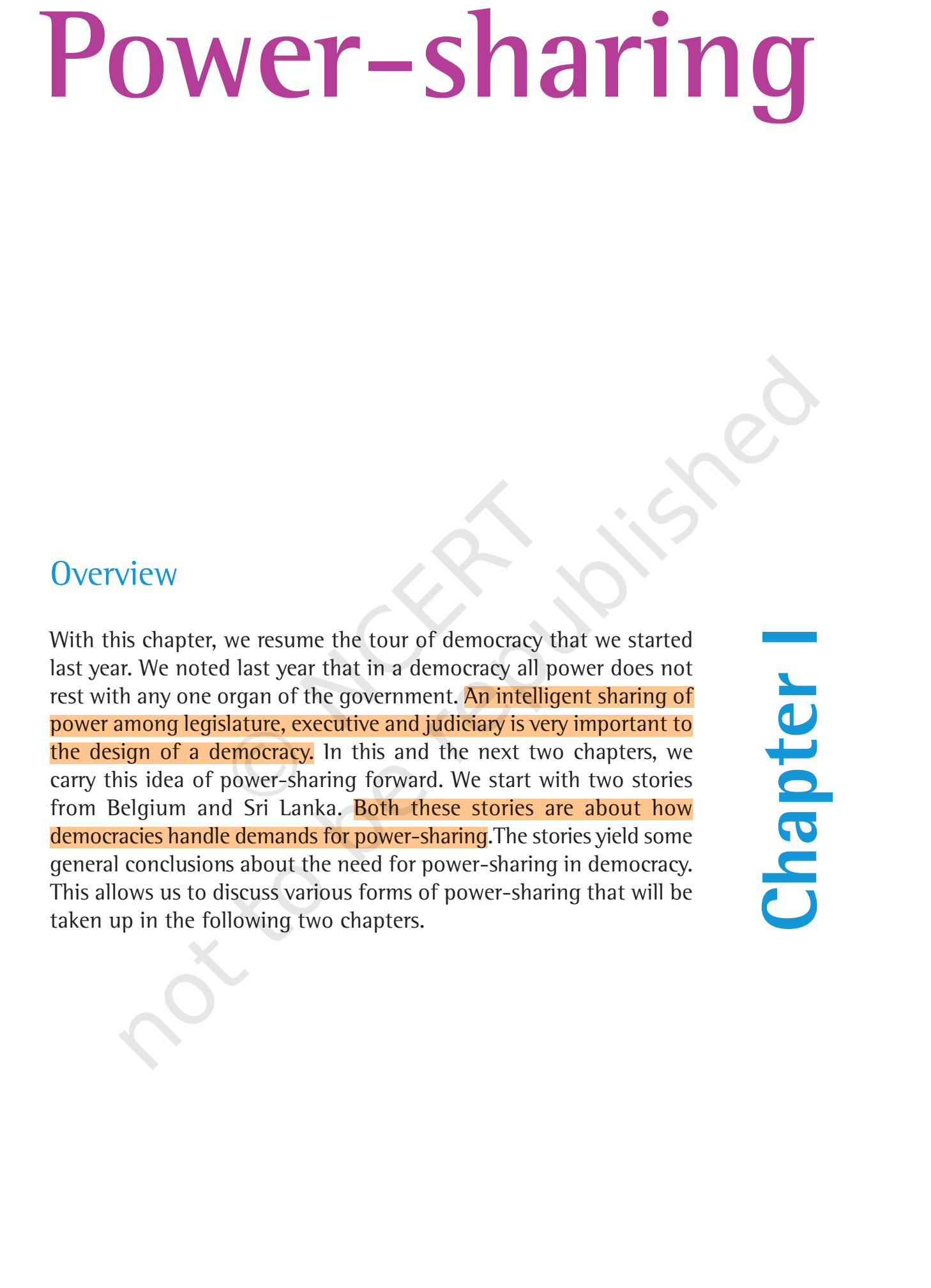 NCERT Book Class 10 Social Science (Civics) Chapter 1 Power Sharing