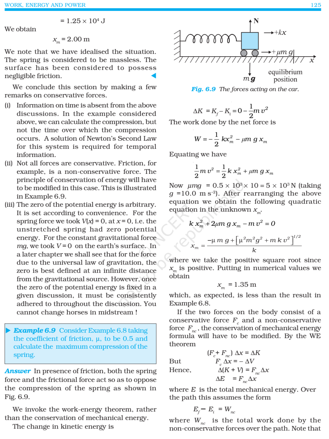 NCERT Book Class 11 (Physics) Chapter 6 Work Energy And Power