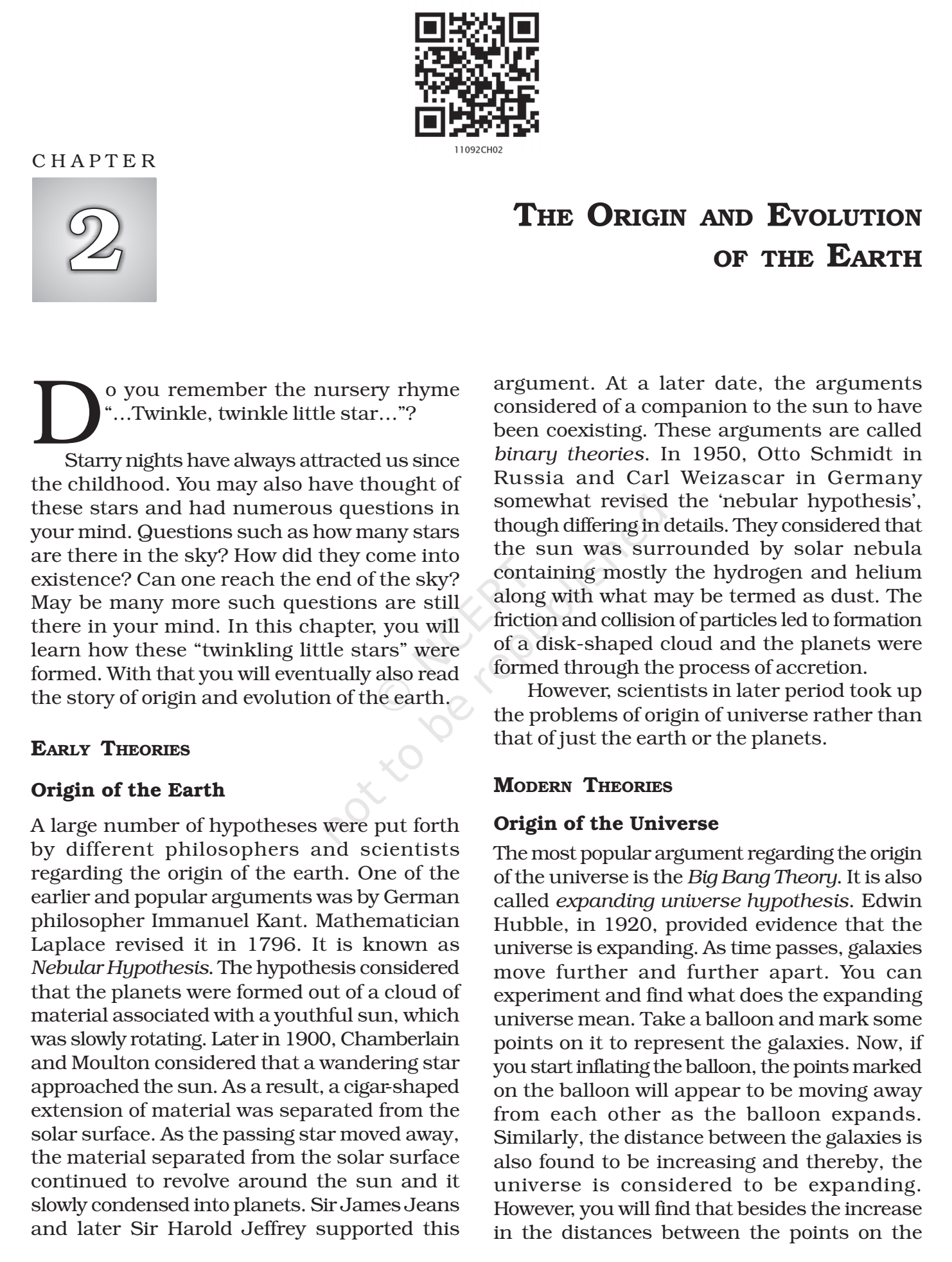 NCERT Book Class 11 (Geography) Chapter 2 The Origin And Evolution Of ...