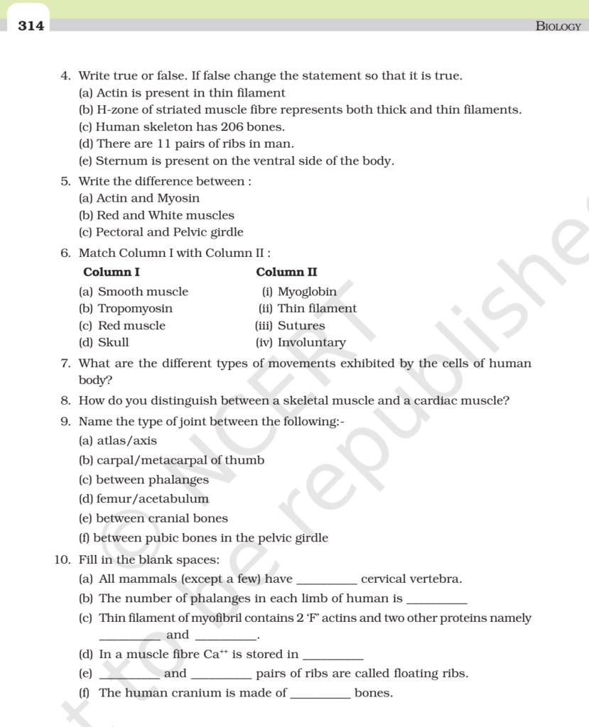 NCERT Book Class 11 (Biology) Chapter 20 Locomotion And Movement