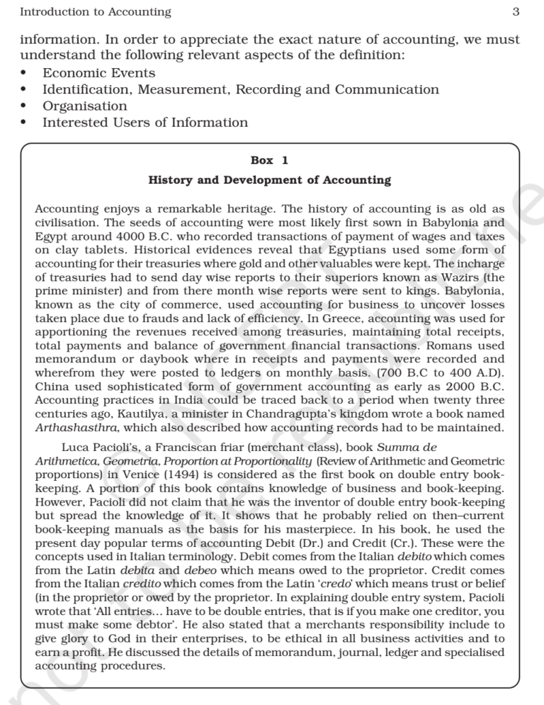 NCERT Book Class 11 (Accountancy) Chapter 1 Introduction to Accounting