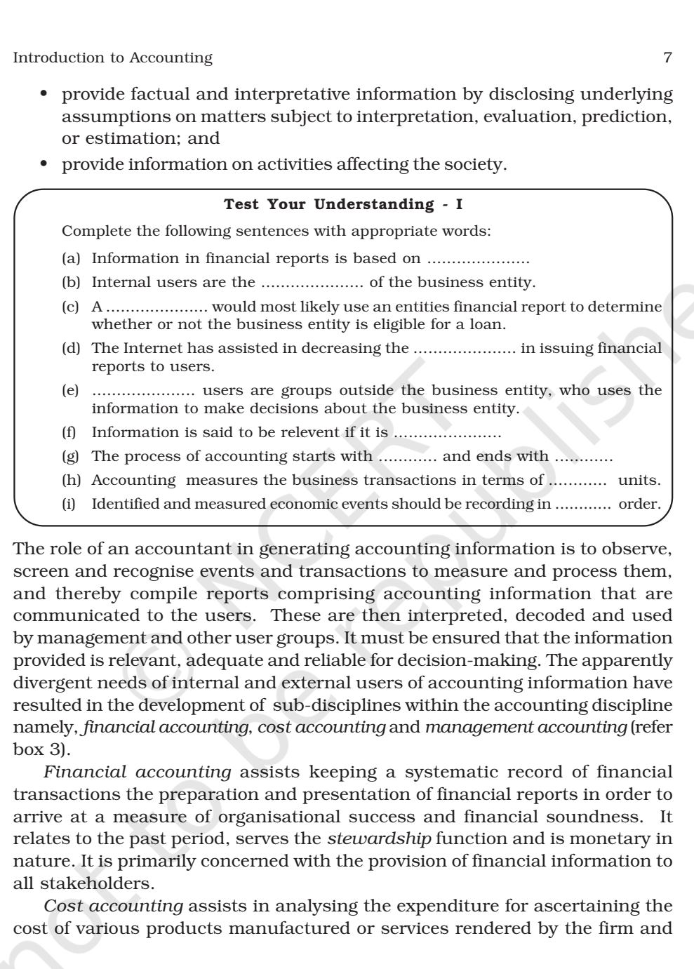NCERT Book Class 11 (Accountancy) Chapter 1 Introduction to Accounting