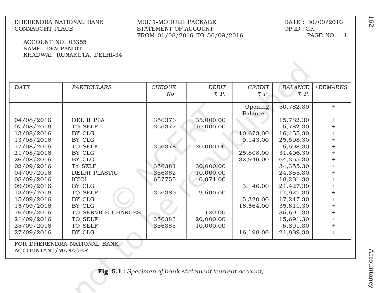 NCERT Book Class 11 (Accountancy) Chapter 5 Bank Reconciliation Statement