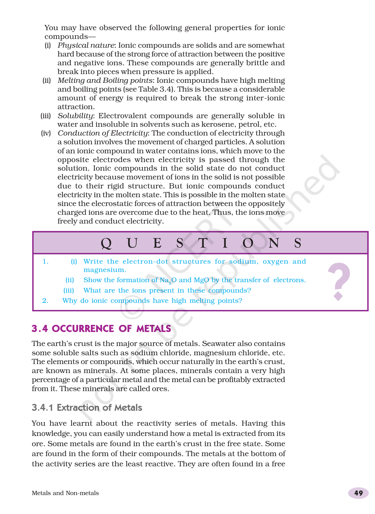 NCERT Book Class 10 (Science) Chapter 3 Metals and Non-metals.