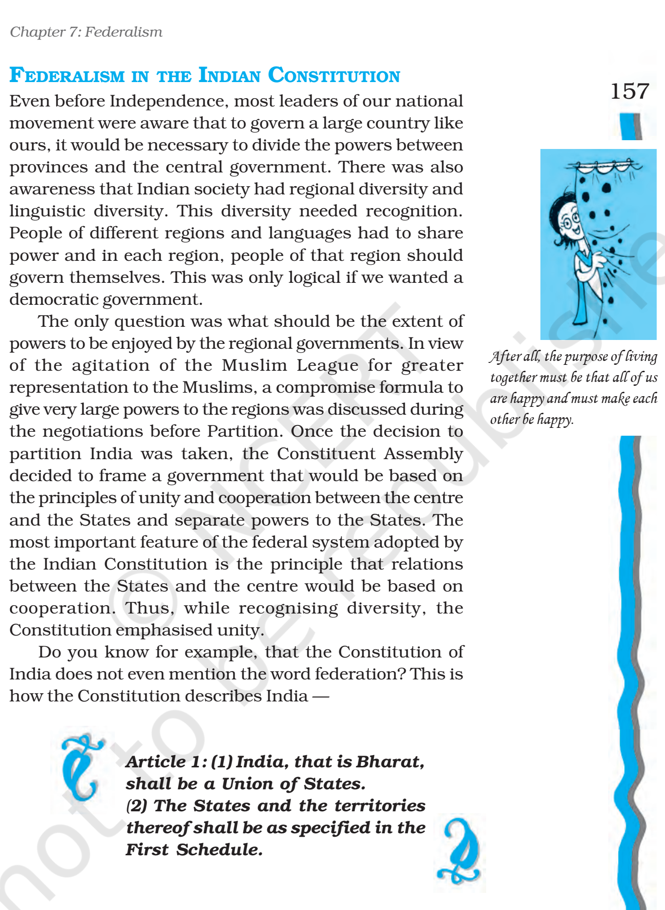 NCERT Book Class 11 (Political Science) Chapter 7 Federalism