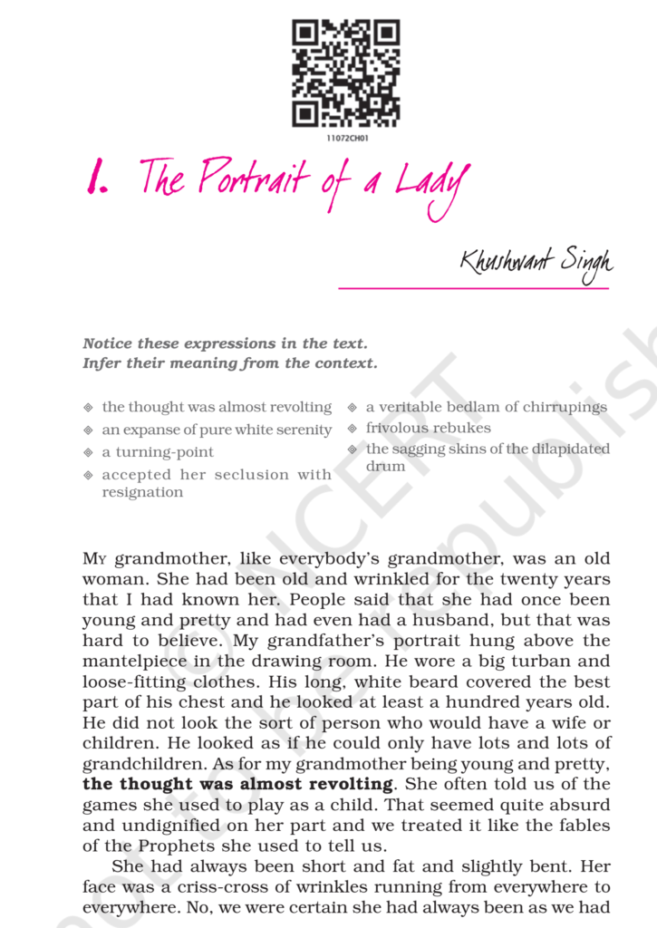 rbse-book-class-11-english-hornbill-chapter-1-the-portrait-of-a-lady