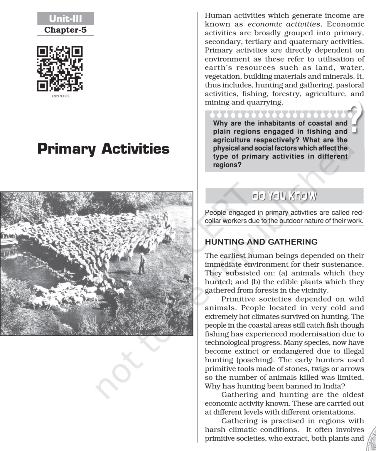 NCERT Book Class 11 (Geography) Chapter 5 Primary Activities
