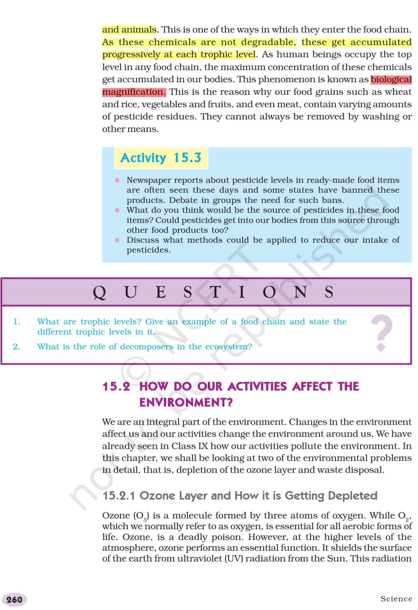 NCERT Book Class 10 (Science) Chapter 15 Our Environment