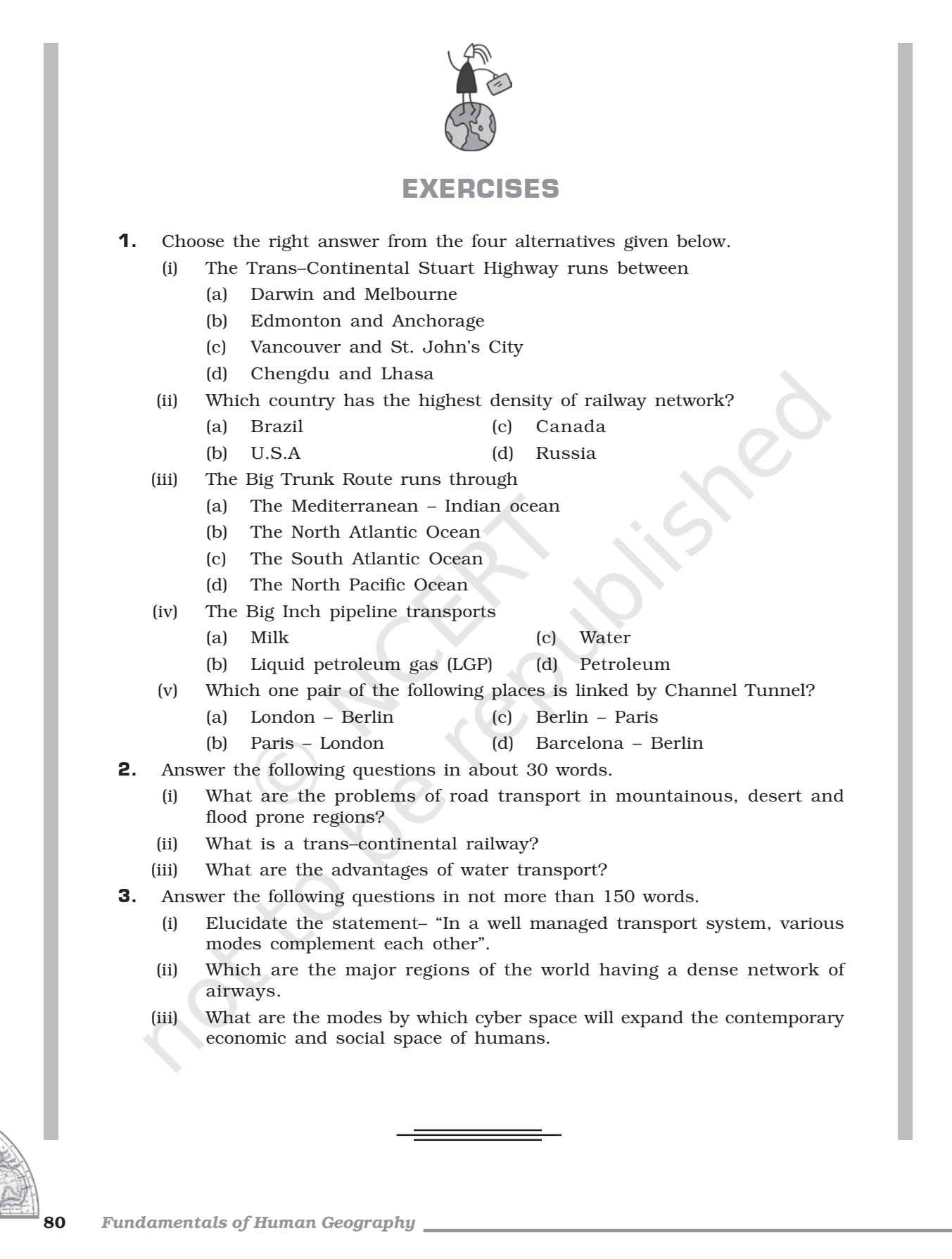 NCERT Book Class 11 (Geography) Chapter 8 Transport And Communication