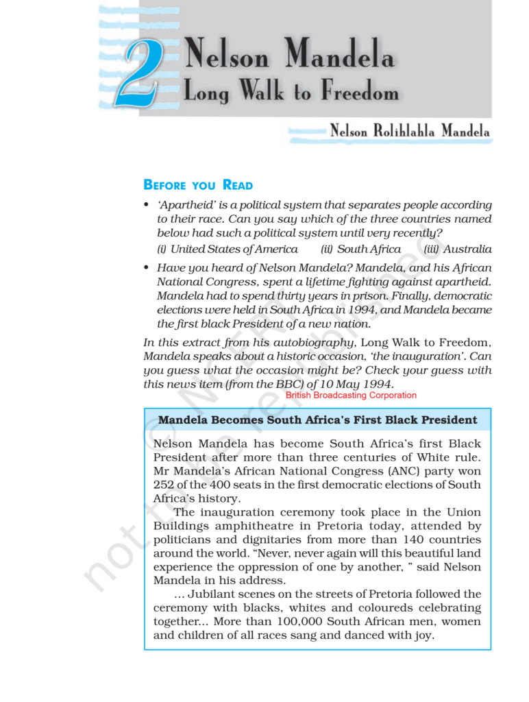 book review on long walk to freedom class 10