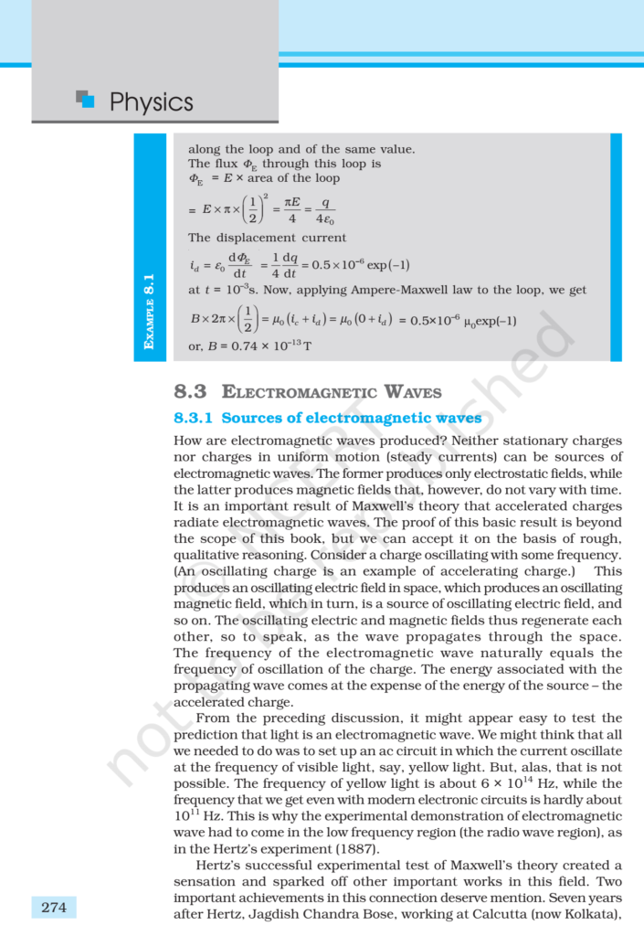 NCERT Book Class 11 (Physics) Chapter 8 Electromagnetic Waves