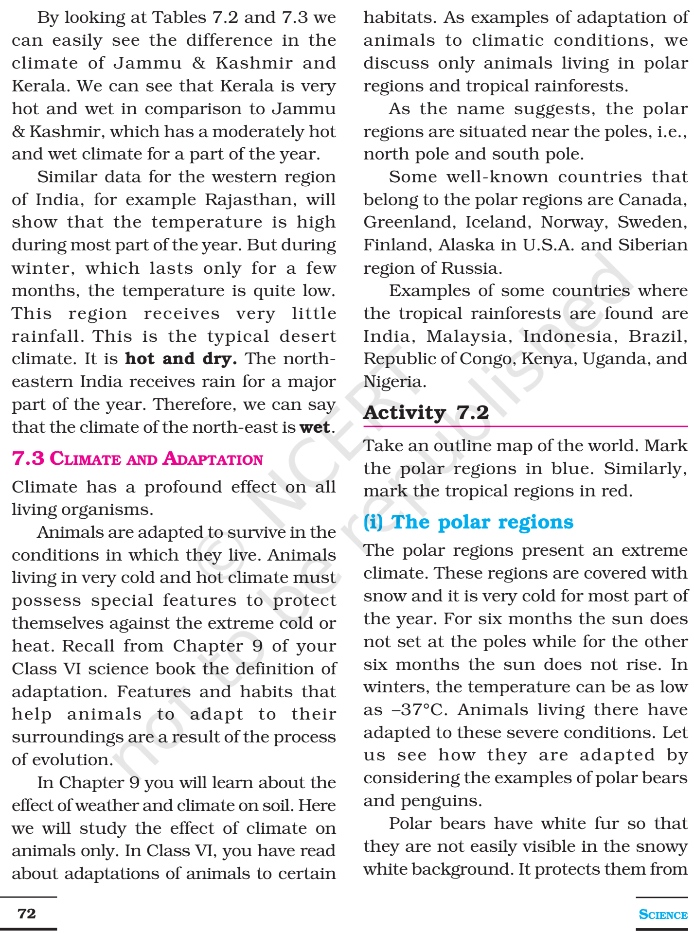 NCERT Books For Class 7 Science Weather, Climate and Adaptations of ...