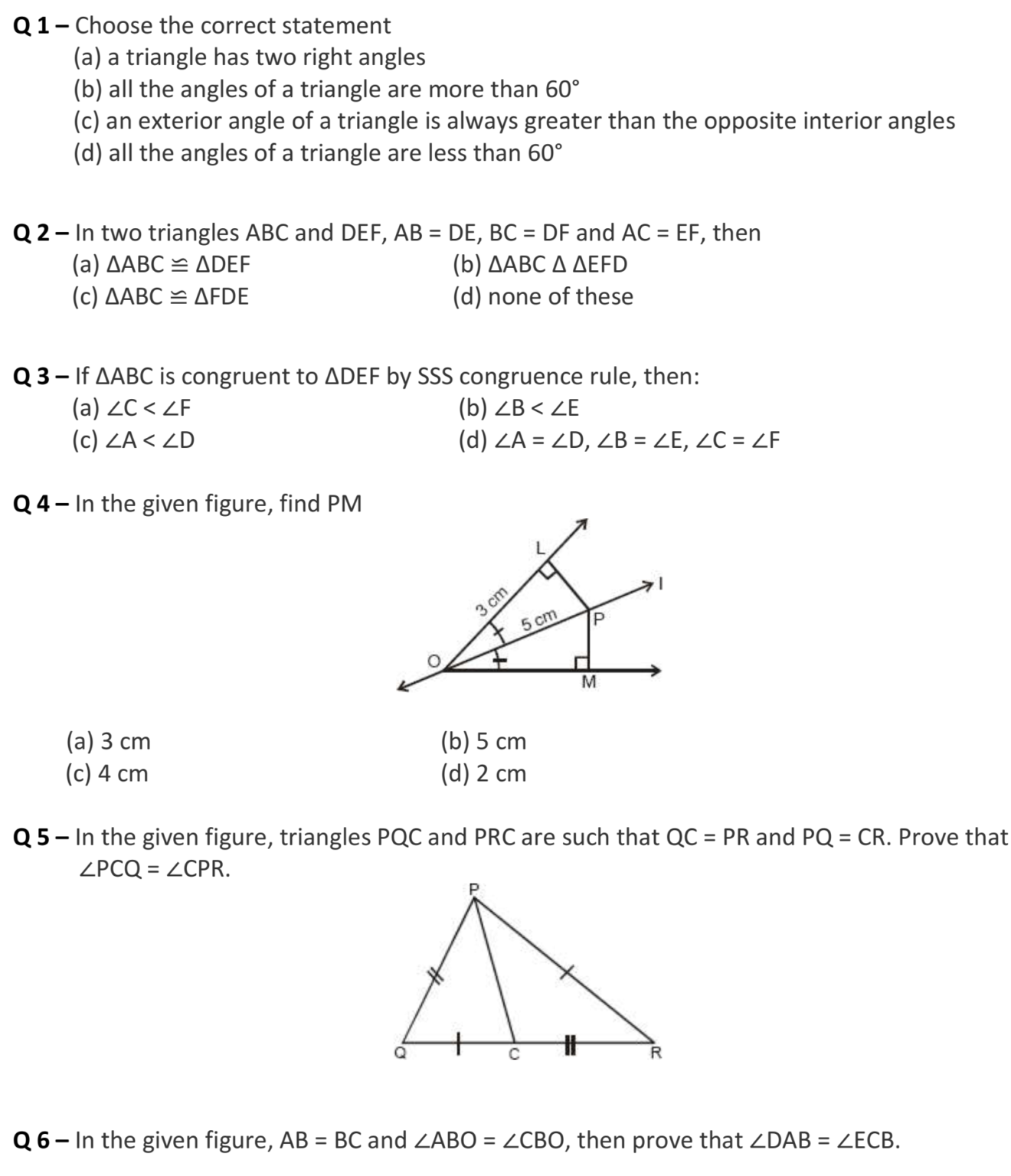 Triangles For Class 9 Important Question